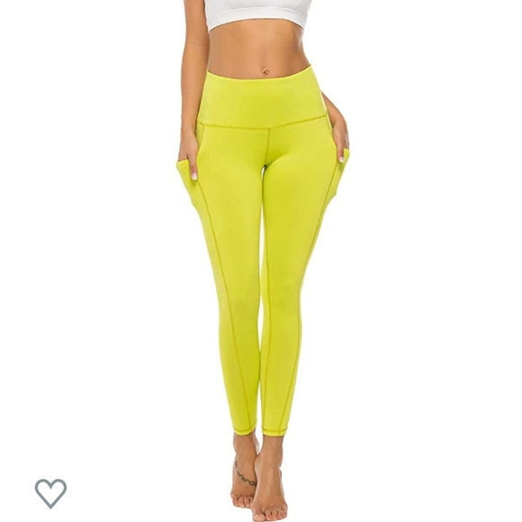 Apple green leggings with pockets - Picture 2 of 4